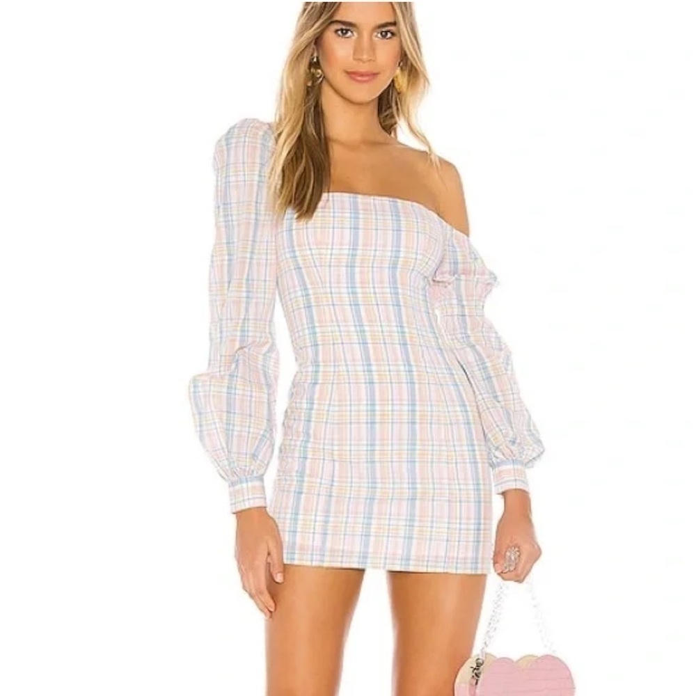 REVOLVE Majorelle Harlow Mini Dress in Pink Plaid